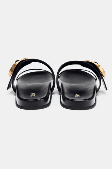 DOUBLE STRAP SANDALS WITH BUCKLE - Black by Zara - Image 5
