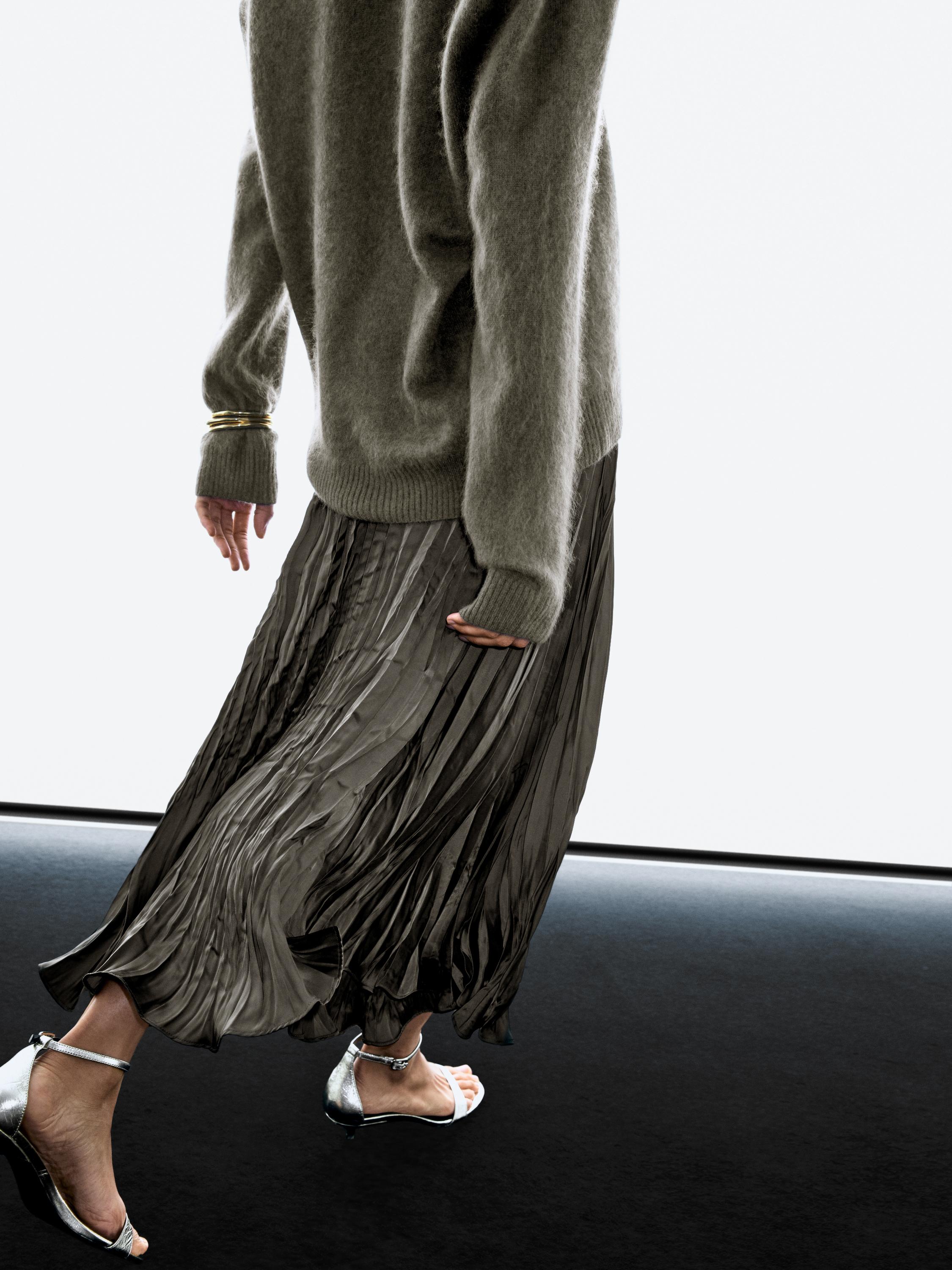 Long flowing pleated skirt