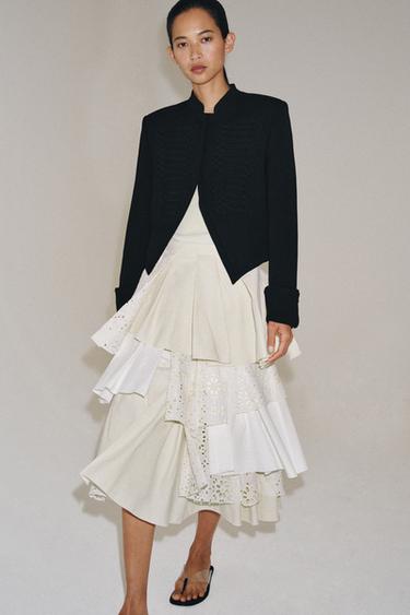ZW COLLECTION LIMITED EDITION PATCHWORK MIDI SKIRT - Oyster-white by Zara