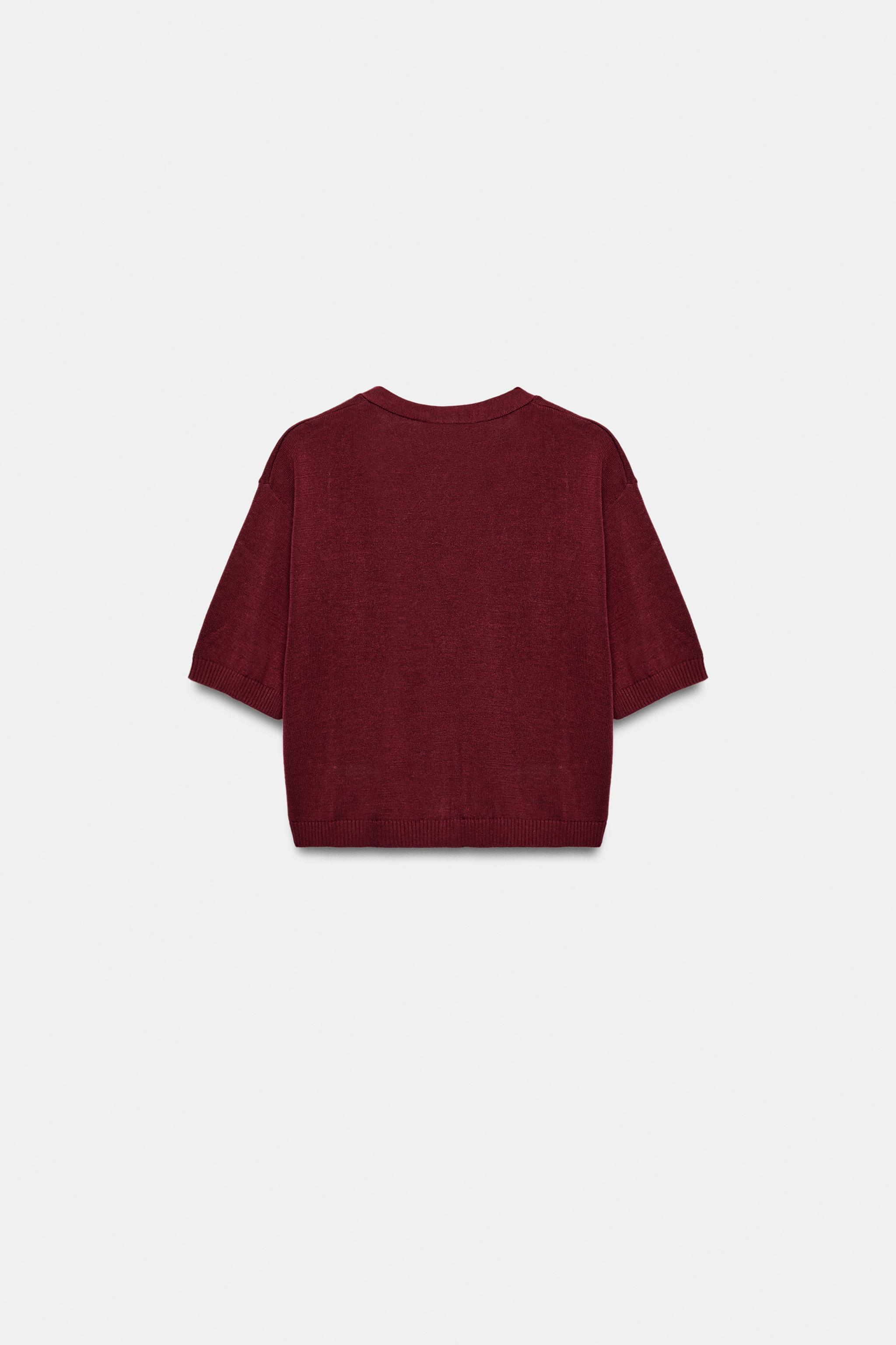 Женские кардиганы Zara SHORT SLEEVE KNIT CARDIGAN — фото 5