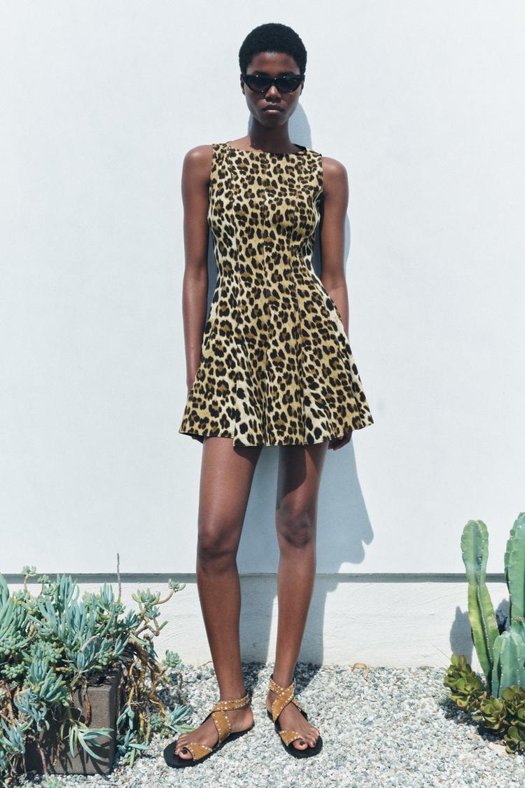 Cheetah Print Mini Dress Short Leopard Dress Print Mini Dress Zara