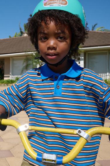 STRIPED TOWELLING POLO SHIRT - Bluish by Zara