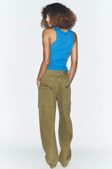 JEAN Z1975 CARGO TAILLE NORMALE FERMETURES ÉCLAIR - Kaki de Zara - Image 4