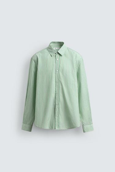 REGULAR FIT STRIPED SHIRT - Green/White by Zara - Image 5
