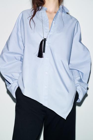 CAMISA OXFORD ASIMÉTRICA - Azul de Zara