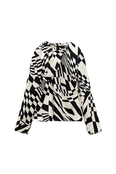 PLEATED PRINT BLOUSE
