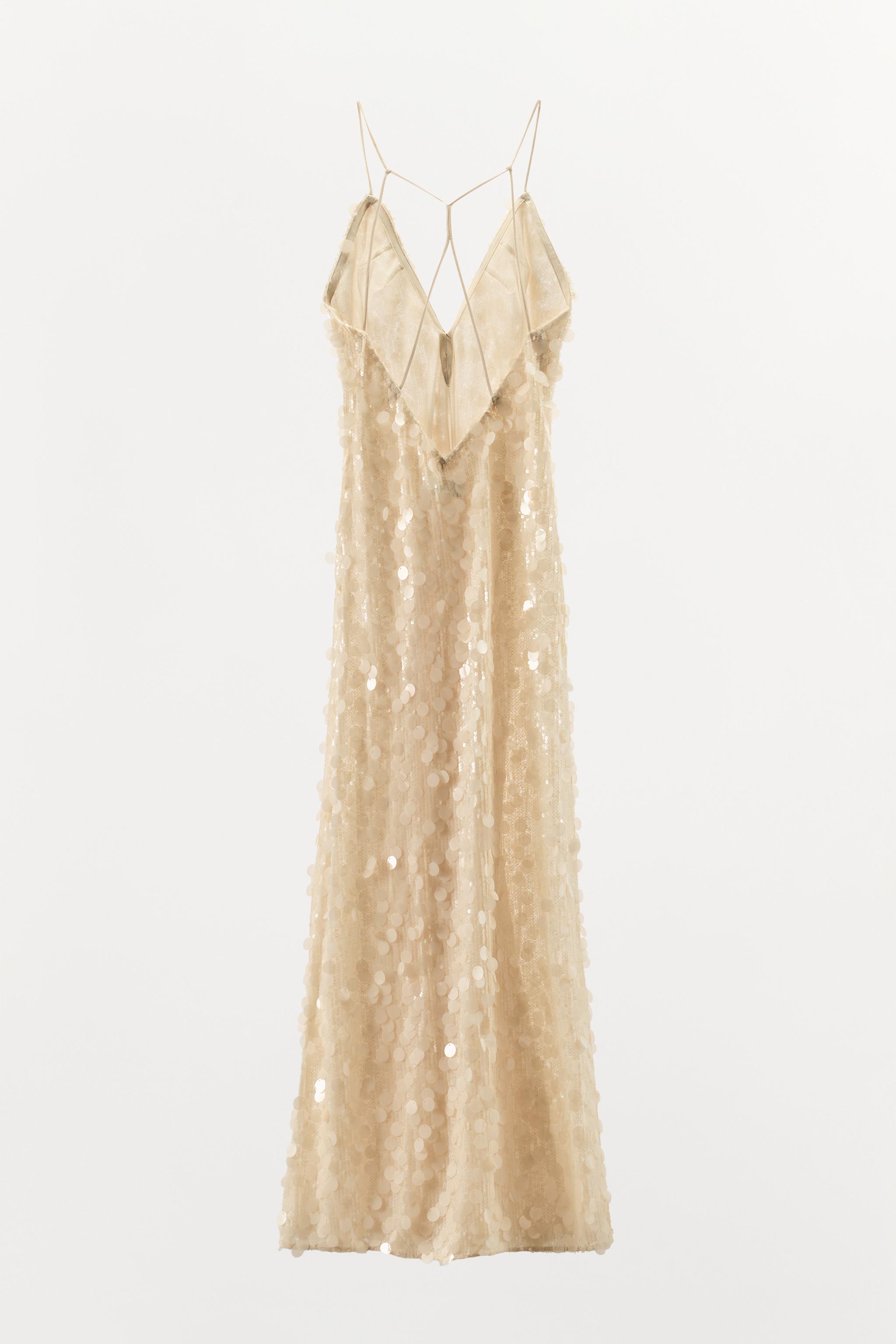 LONG SEQUINNED DRESS - Vanilla | ZARA Australia