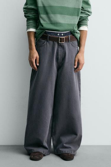 WIDE-LEG TROUSERS - Mid-blue by Zara - Image 1