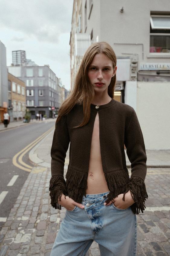 FRINGED KNIT CARDIGAN