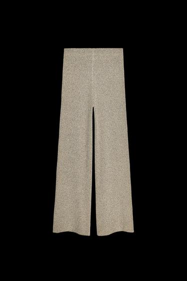 PANTALÓN ANCHO PUNTO CORTADO - ARENA/MARRÓN de Zara