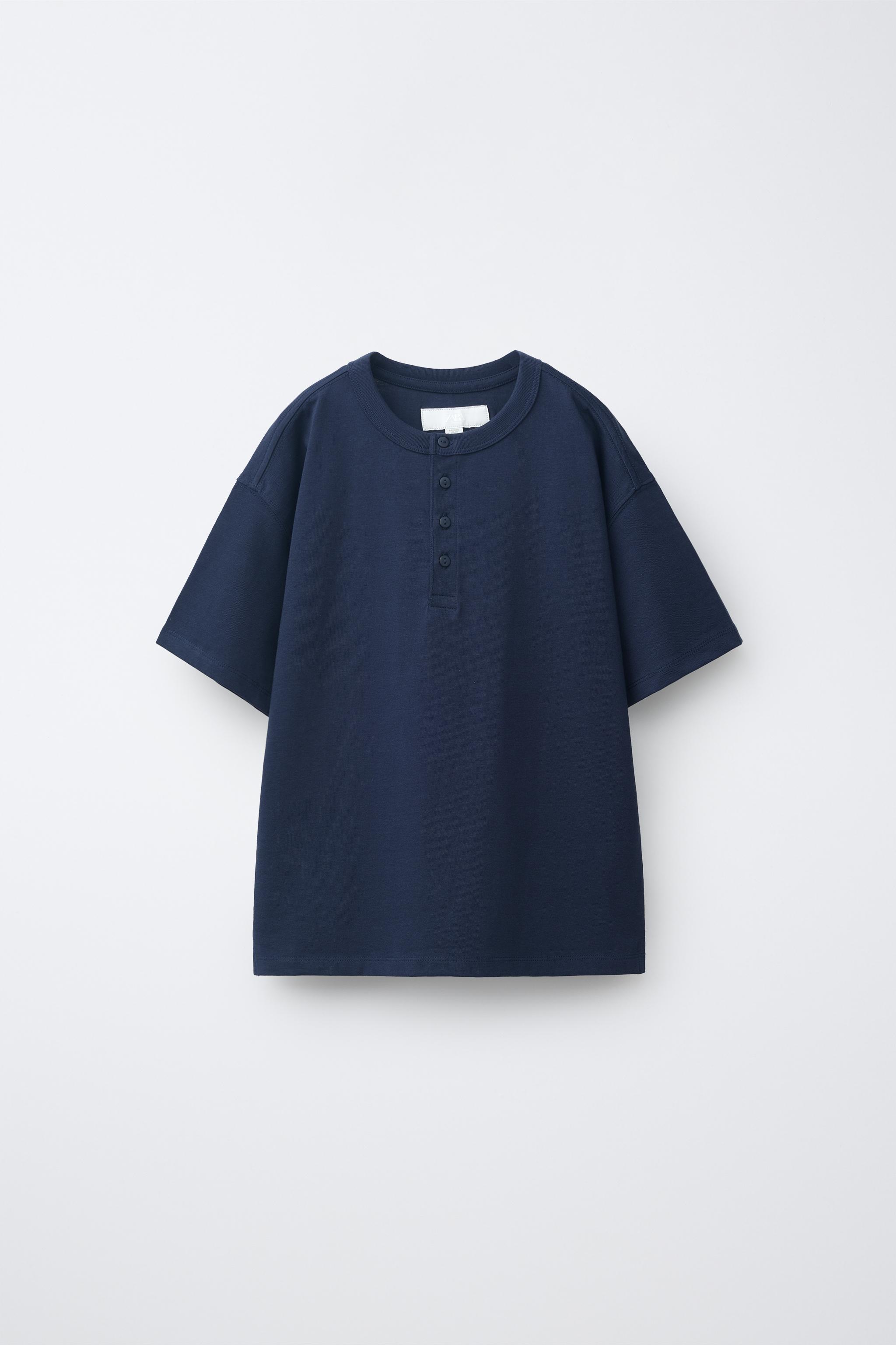 HENLEY POLO SHIRT — Navy blue