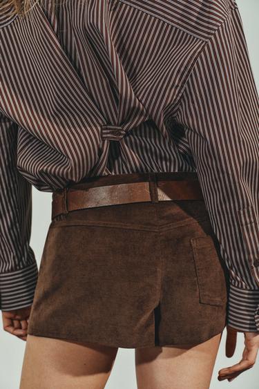 CAMISA OVERSIZE POPELÍN RAYAS - Marrón oscuro de Zara
