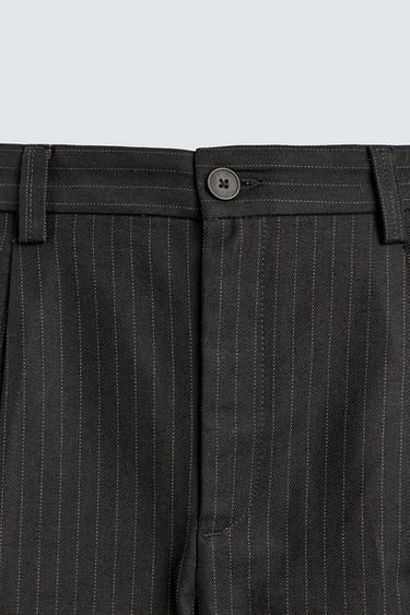 STRIPED TEXTURED CHINO TROUSERS - Blue by Zara - Image 8