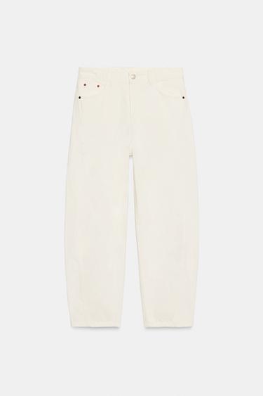 CROPPED TRF MID-RISE JEANS - Oyster-white by Zara
