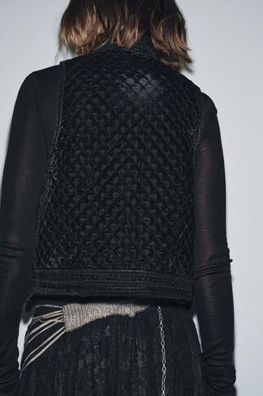 GILET EN VELOURS BRODÉ ZW COLLECTION LIMITED EDITION - Noir de Zara - Image 4