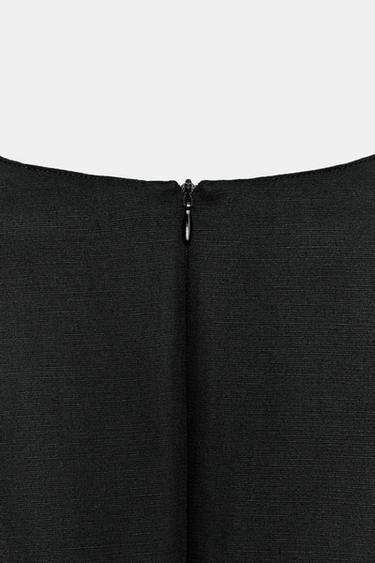 Zara ZW COLLECTION LINEN BLEND MIDI DRESS - Black