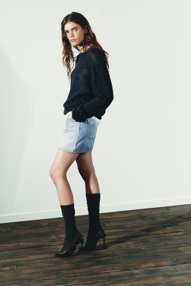 صندل بكعب ومظهر لامع - بني الخاص بـ Zara