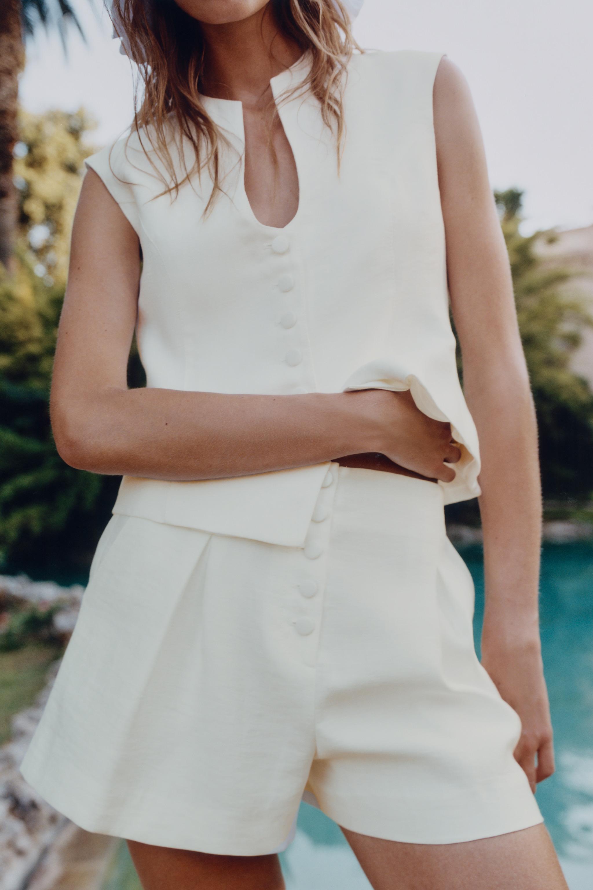 Женские топы Zara COVERED BUTTON TOP — фото 3