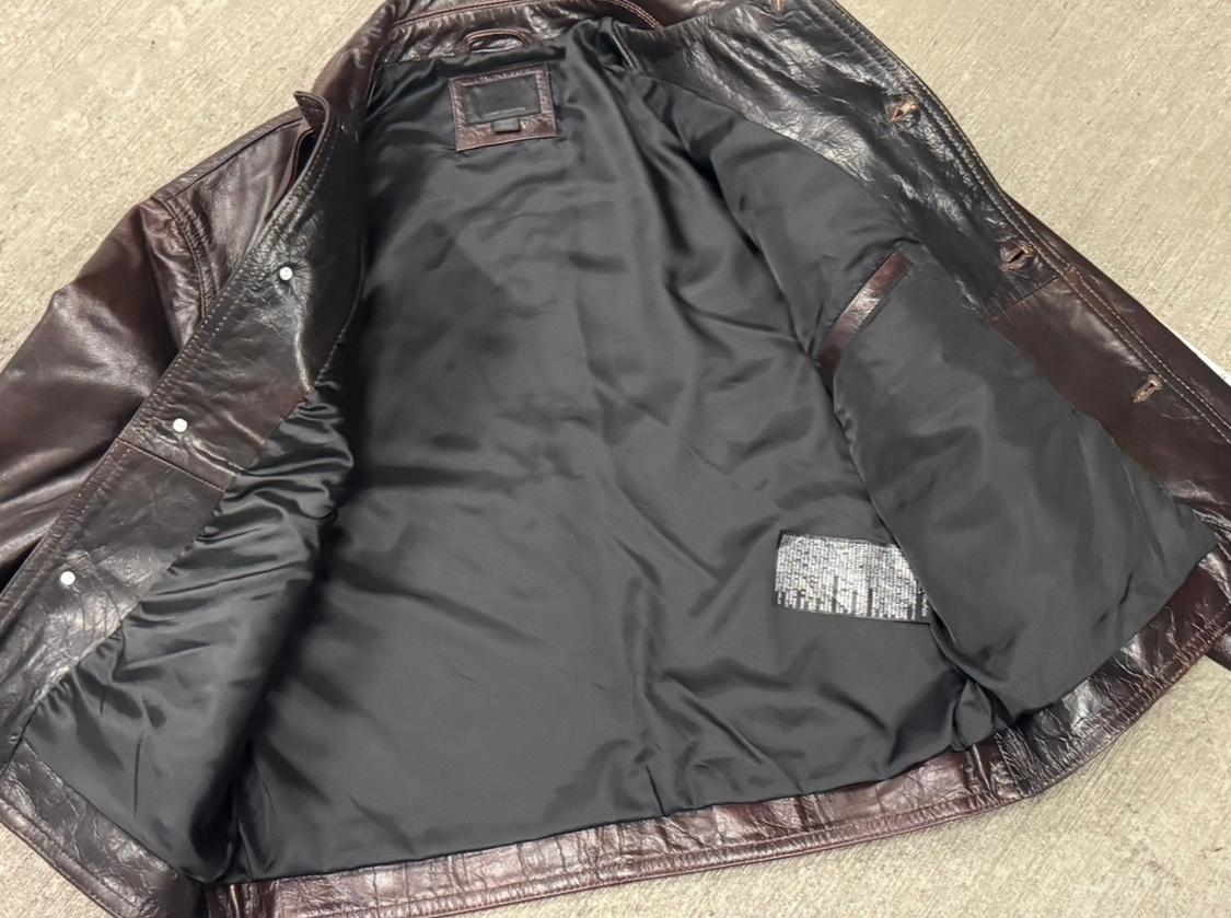 REGULAR FIT BUTTON DOWN BUFFALO LEATHER JACKET - Image 5