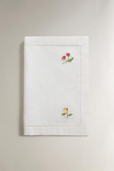EMBROIDERED FRUIT PLACEMAT - Ecru by Zara - Image 1