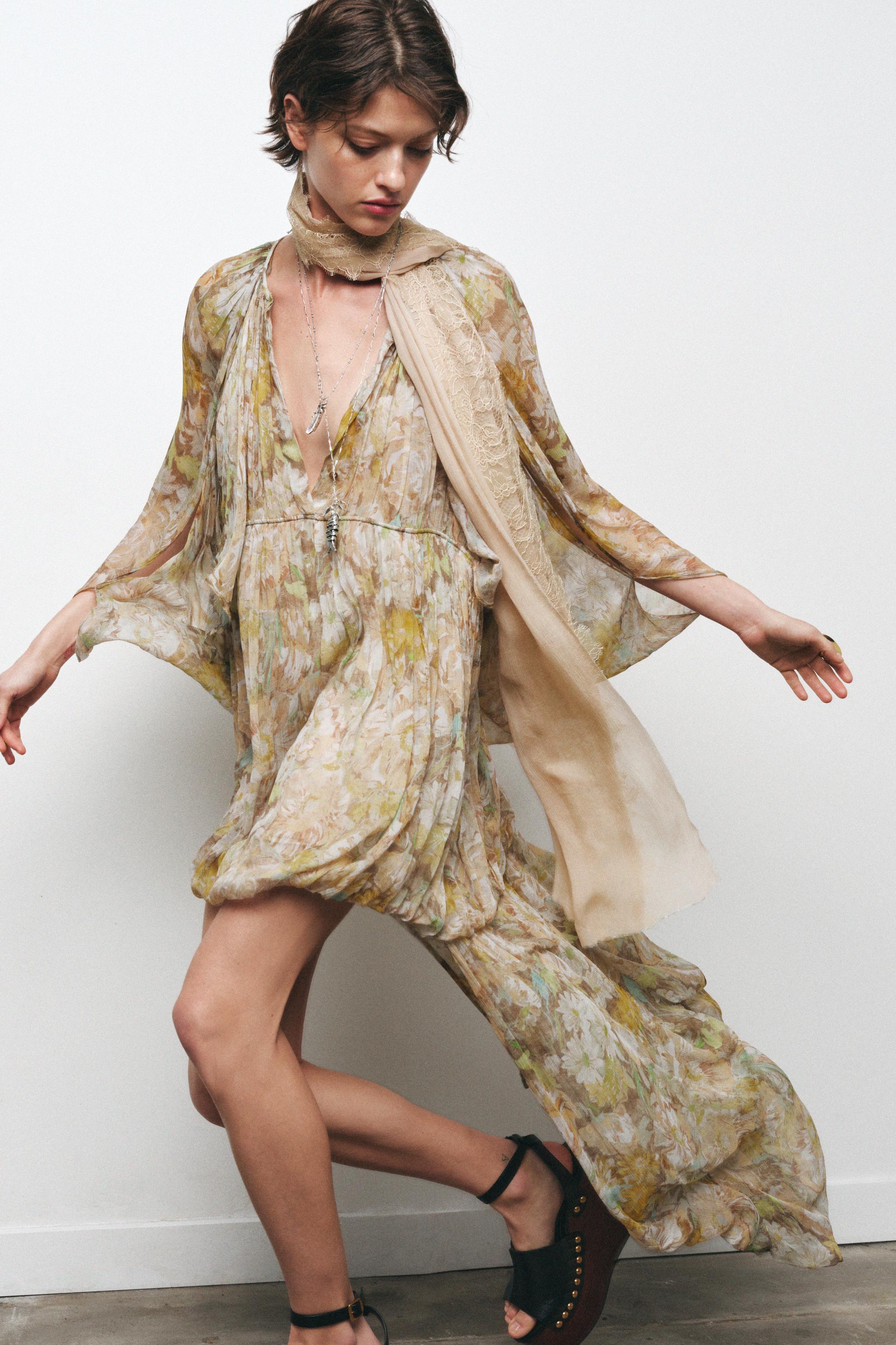 ZARA ZW COLLECTION プリント ロングワンピース 2750/046 ZARA NEW WOMAN ASYMMETRIC LONG PRINTED DRESS ZW COLL. BOHO