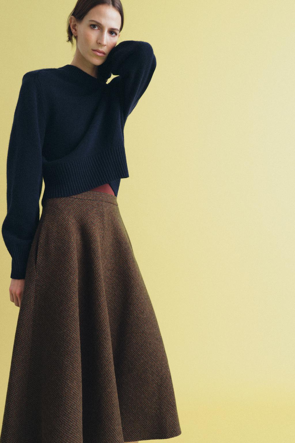 WOOL BLEND CAPE SKIRT HOUNDSTOOTH ZW COLLECTION