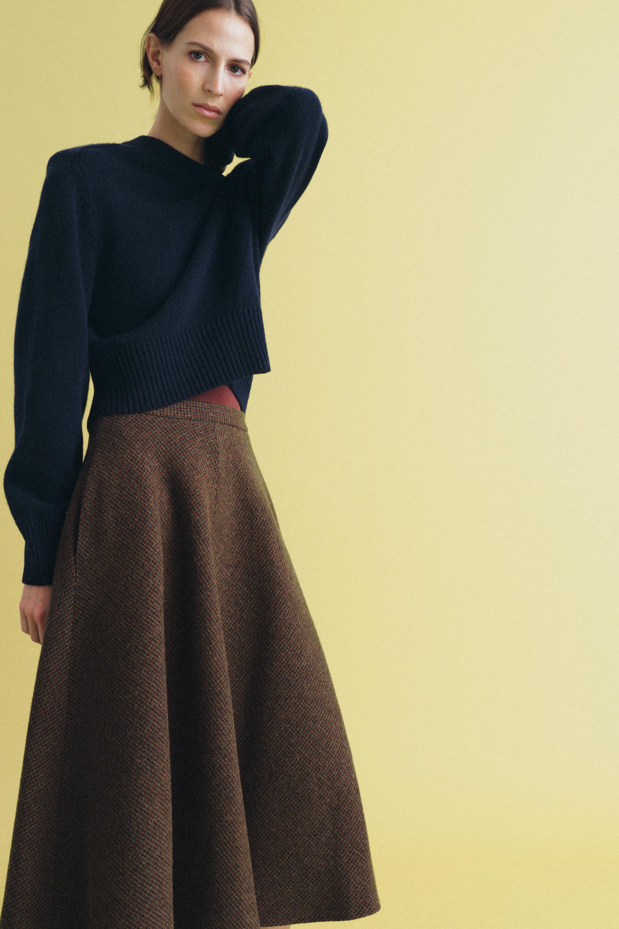 JUPE CAPE AVEC LAINE PIED-DE-COQ ZW COLLECTION