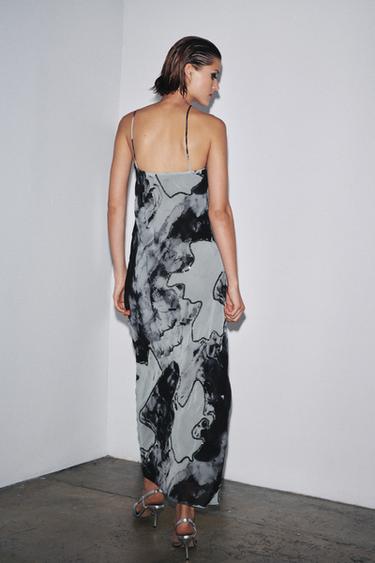 ROBE HALTER TIE & DYE FANTAISIE - Blanc / Noir de Zara - Image 4