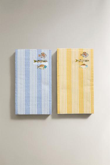 PACK OF FISH PRINT PAPER NAPKINS (PACK OF 30) - Yellow by Zara - Image 0