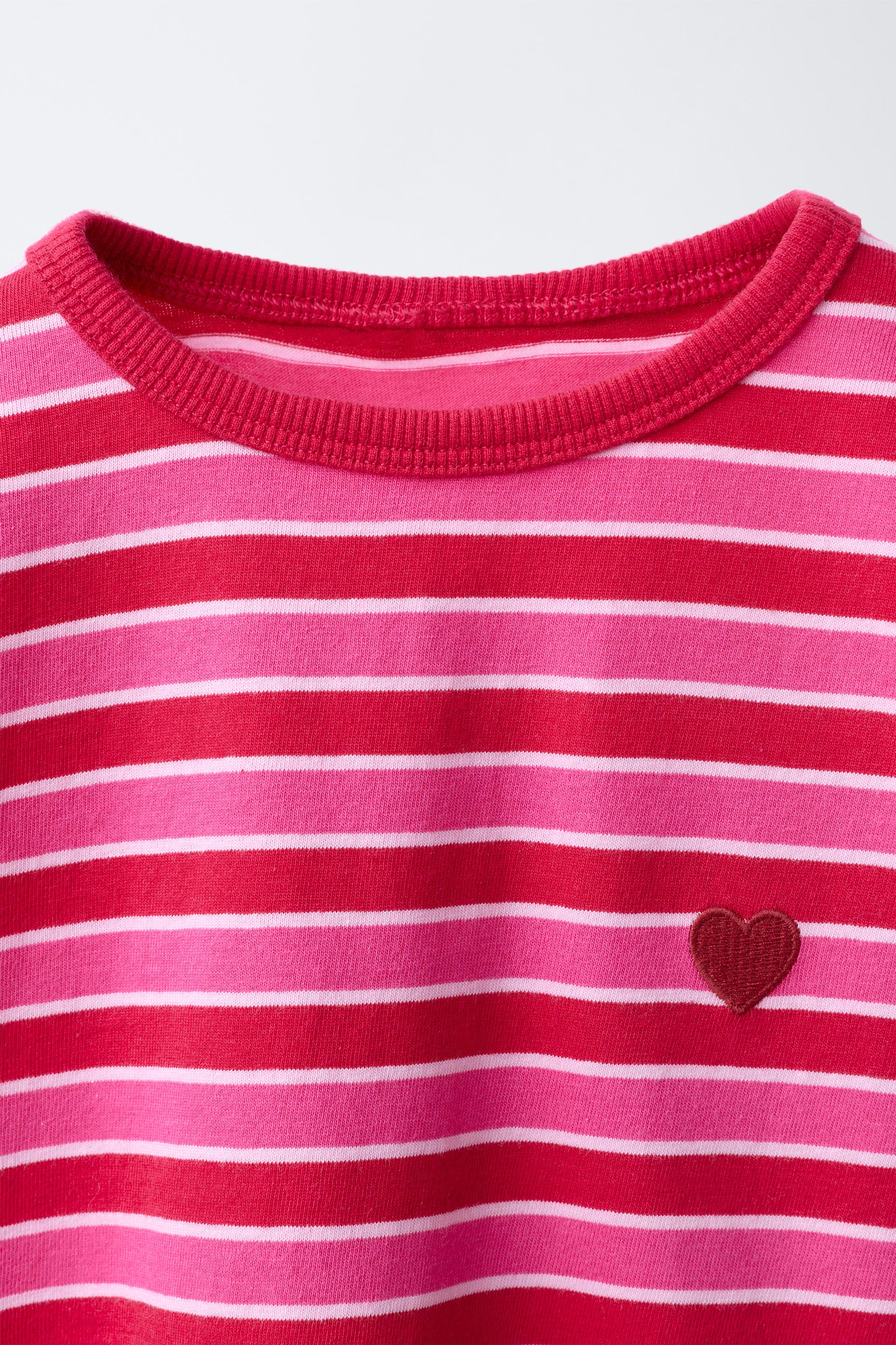 Детские футболки Zara HEART STRIPED T-SHIRT — фото 3