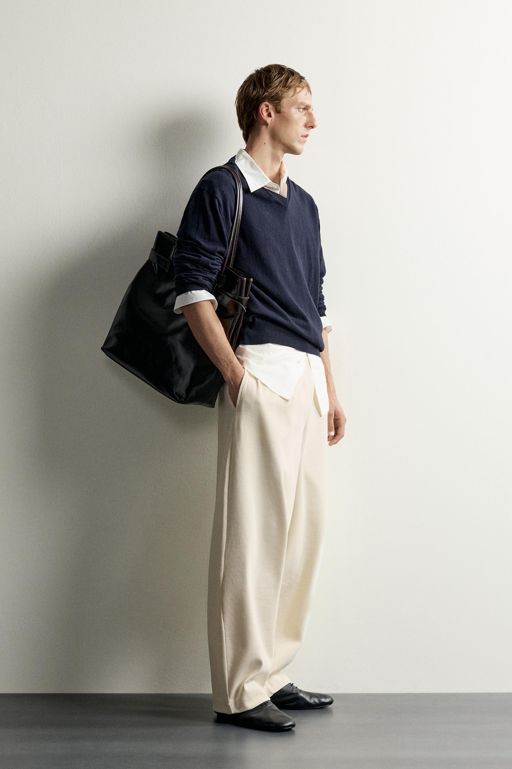Мужские брюки Zara COMPACT RIB BALLOON FIT PANTS — фото 4