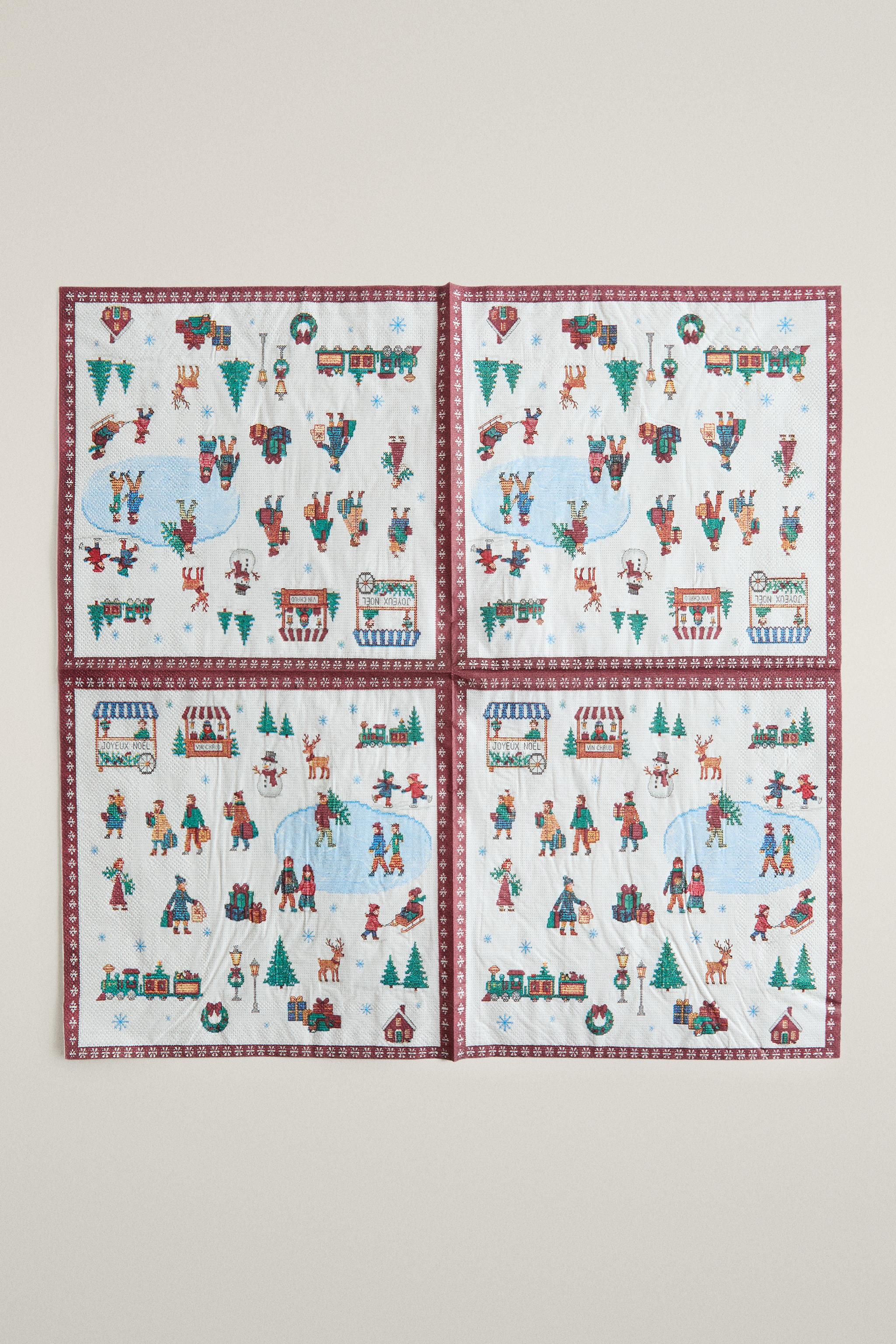 PACK SERVIETTES DE TABLE PAPIER VILLAGE DE NOËL (LOT DE 20)