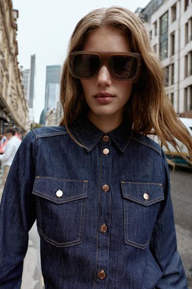 Z1975 DENIM SHIRT - Blue by Zara - Image 4