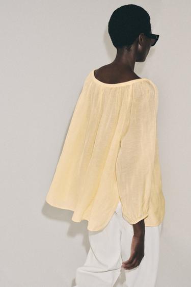 BLOUSE EN LIN ZW COLLECTION - Jaune pastel de Zara - Image 2