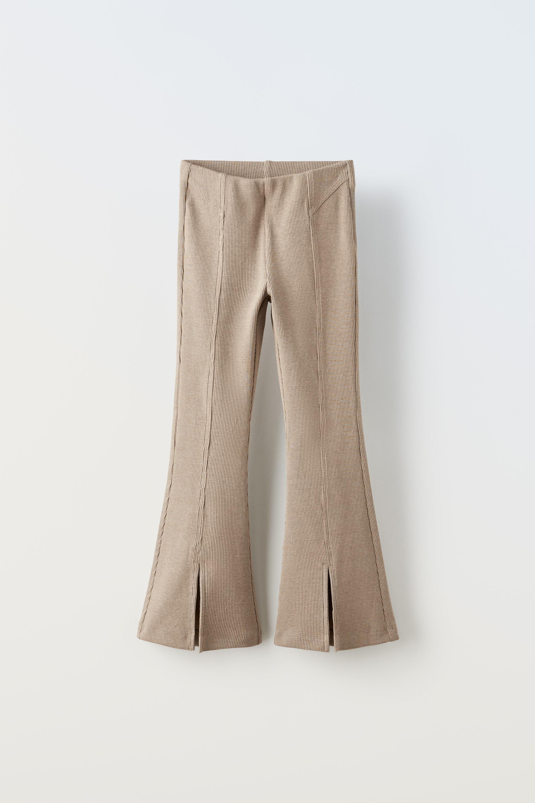 Zara Slit Ribbed Leggings / dress pants XS. Taupe