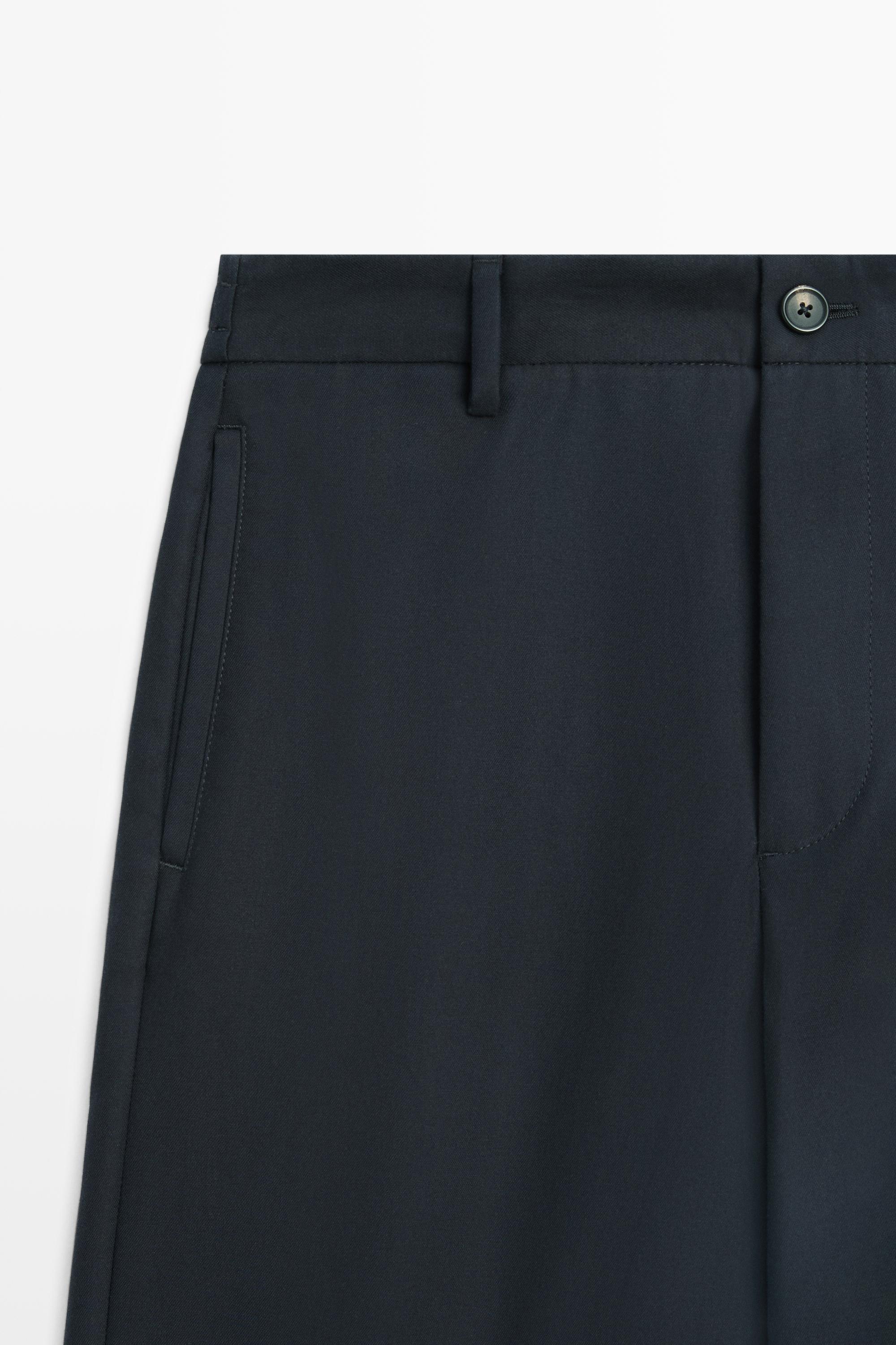 100% cotton pants with elasticated waistband — Navy blue