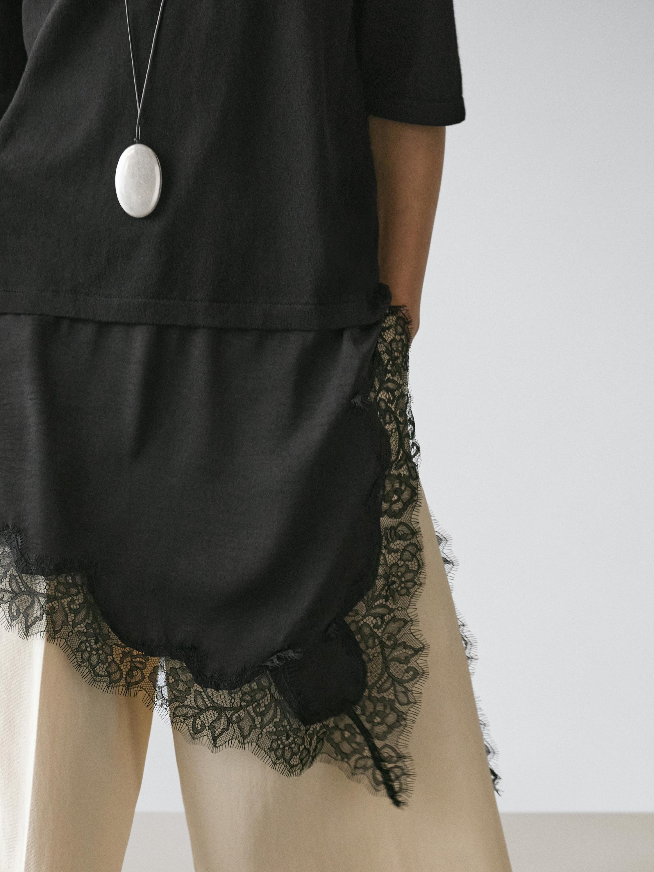 Sweater with contrast lace detail