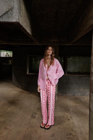 PANTALON BRODERIES AJOURÉES - Rose de Zara - Image 6