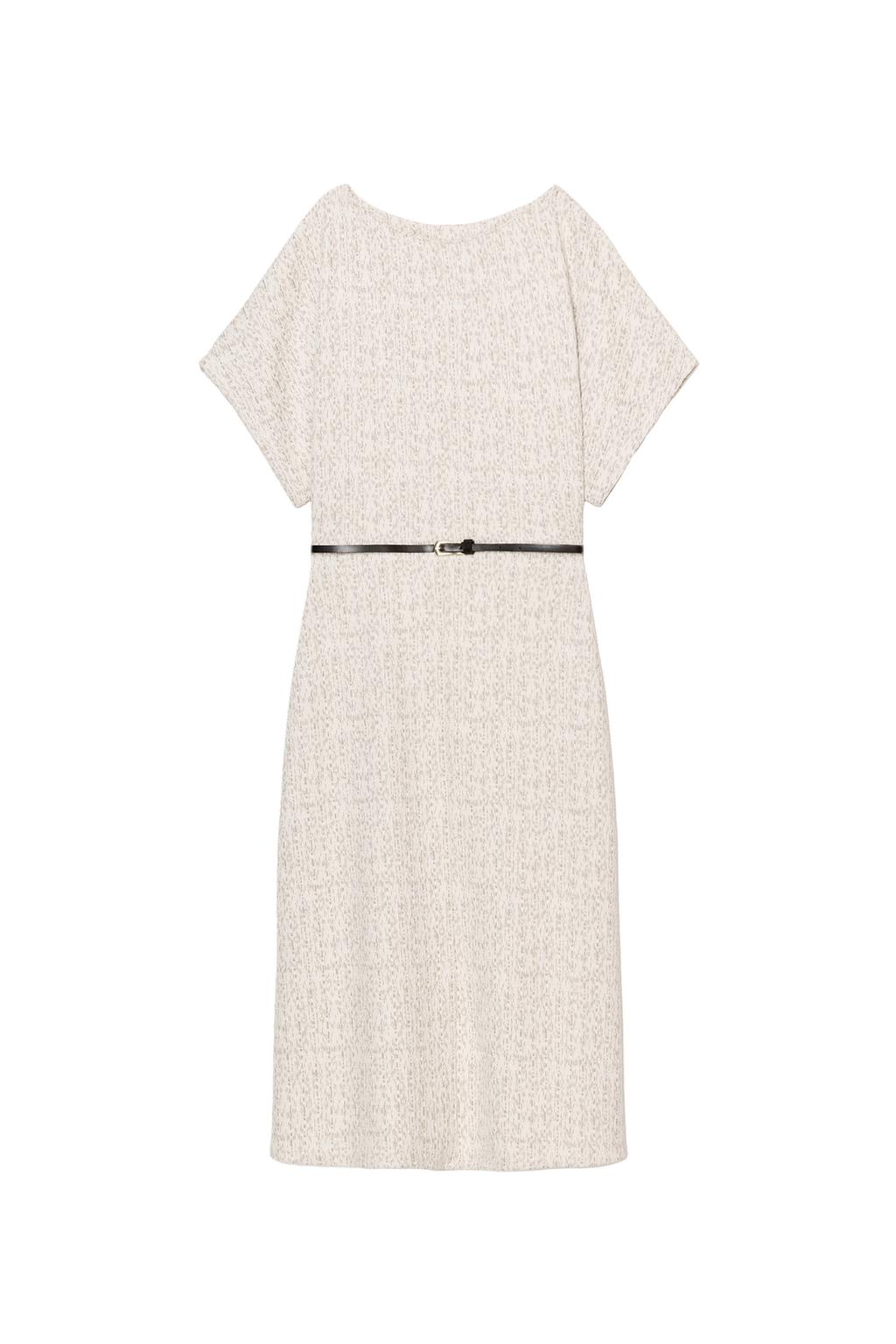 TEXTURED BELTED MIDI DRESS - image 3
