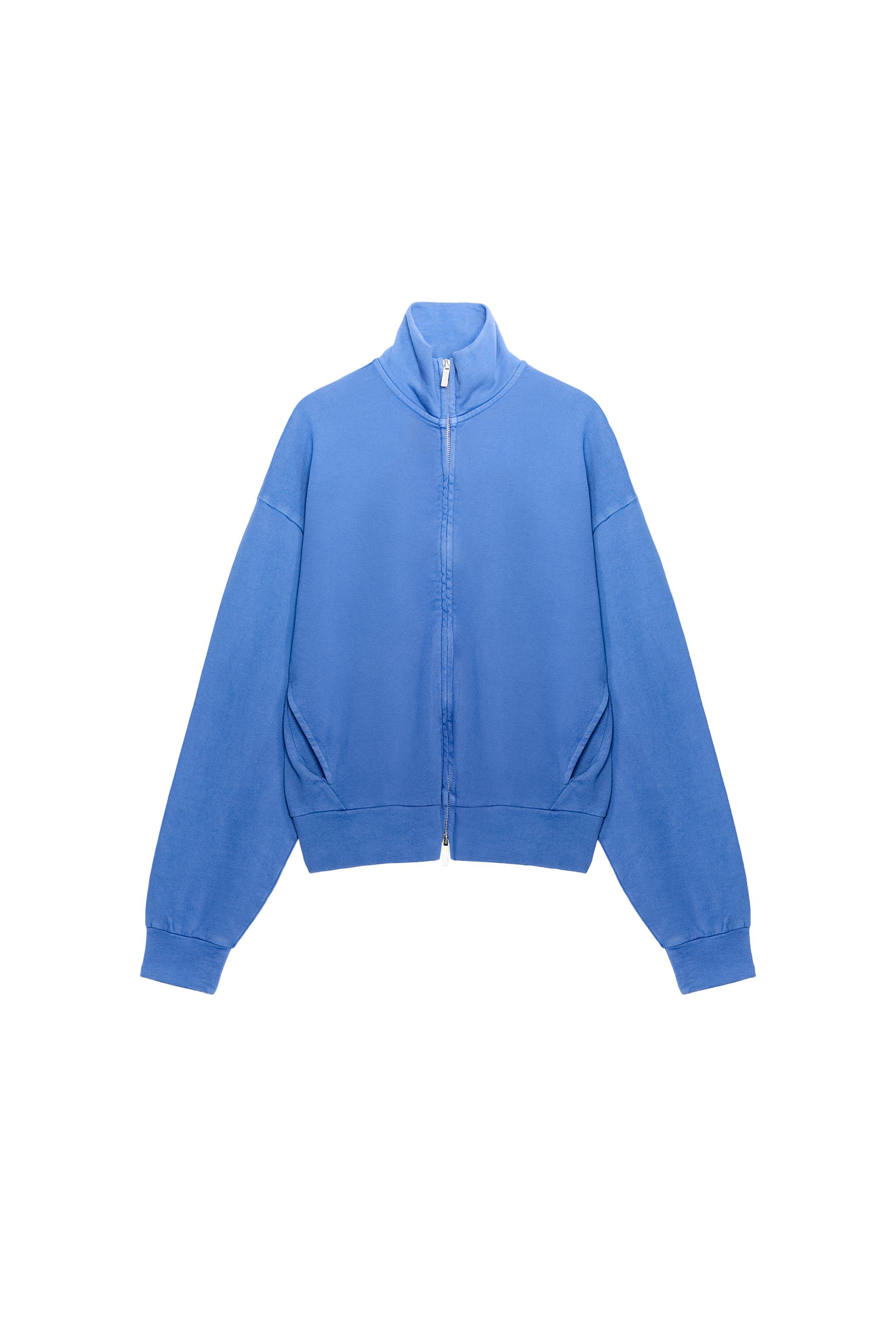  水色 ジップアップジャケット コットン ジップジャケット - 濃青 | ZARA Japan / 日本