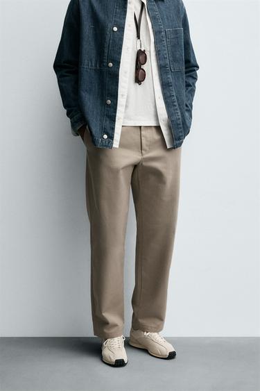 PANTALON STRAIGHT FIT STRUCTURÉ - Beige de Zara - Image 1