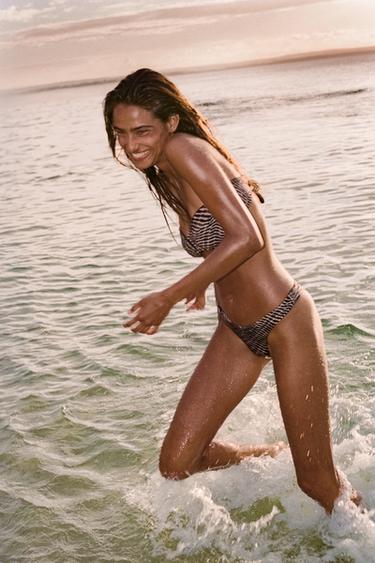 REVERSIBLE PRINT BANDEAU BIKINI TOP - Brown by Zara