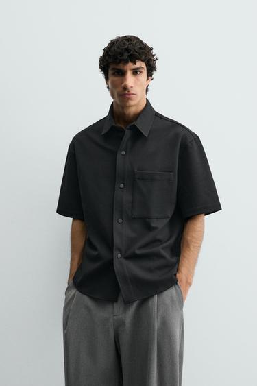 Zara NON-IRON COMFORT OVERSHIRT - Black