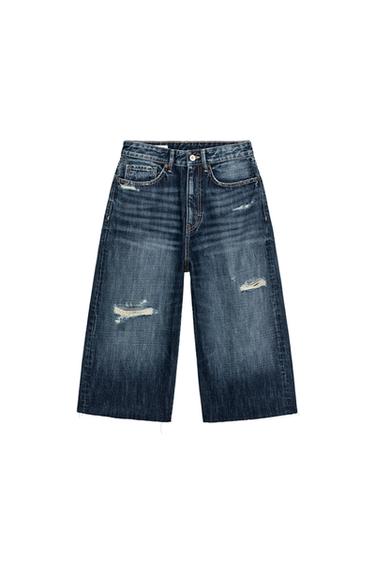 Zara BAGGY TEKSAS BERMUDE – mornarsko plava