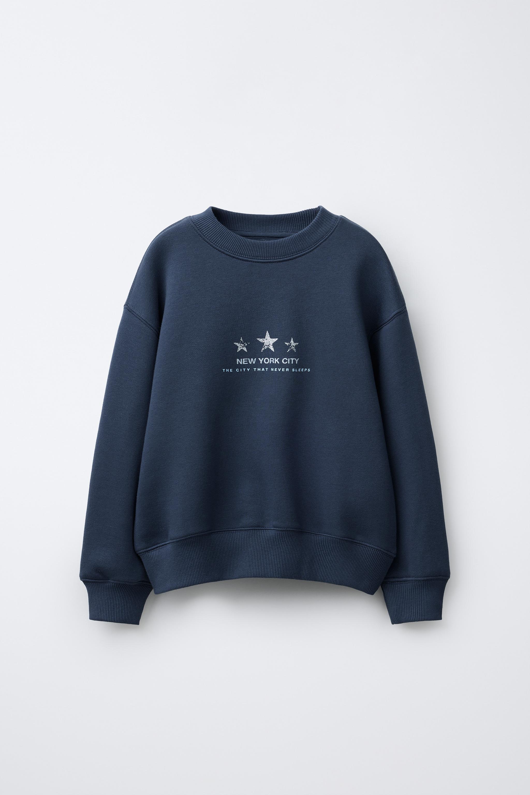 なつぞら① SWEATSHIRT WITH SHINY STAR PRINT - Blue / Indigo | ZARA Thailand