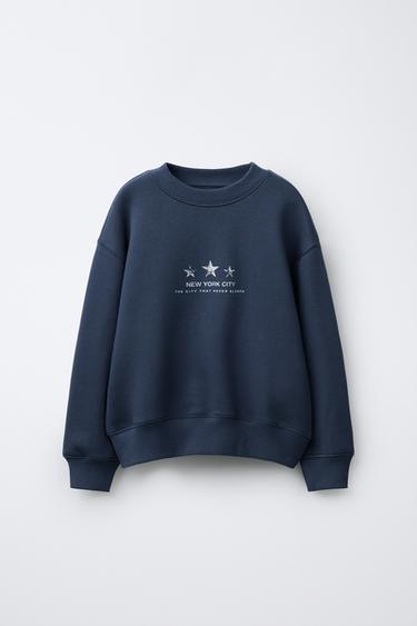 Zara SPARKLY STAR PRINT SWEATSHIRT - Blue / Indigo - Image 0
