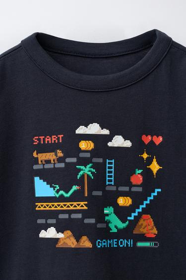 GAMER PIXEL PRINT T-SHIRT - Anthracite grey by Zara - Image 2