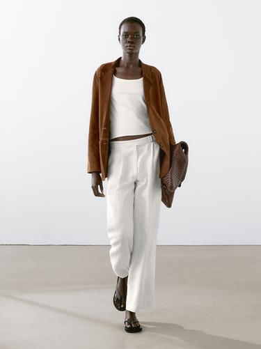 Camiseta tirantes mezcla algodón - Blanco de Zara - Imagen 0