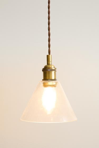 GLASS AND IRON CONE LAMPSHADE CEILING LAMP — Gold 2