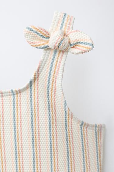 AGES 1-6 / TEXTURED STRIPED SWIMSUIT - Ecru by Zara - Image 2